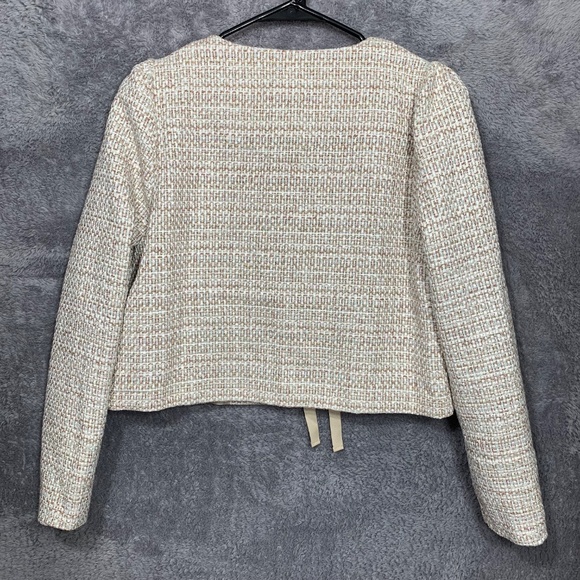 AND BY L Tweed Tie Front Jacket Blazer Beige Multicolor Made in Korea Women’s Si - Picture 6 of 8
